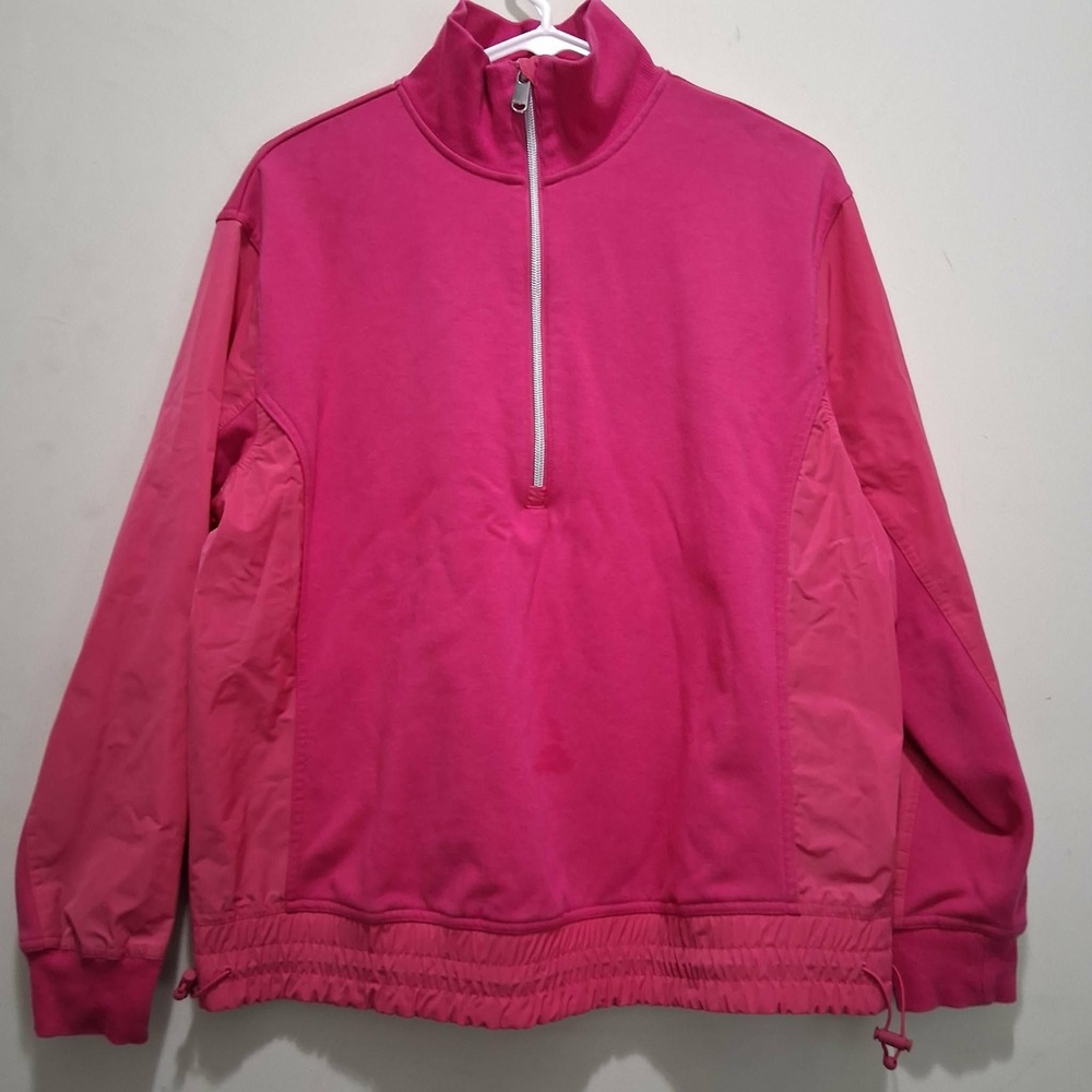 Athleta Pink Mixed Media Quarter Zip Pullover Sweatshirt XS TP